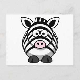 Cartão Postal Zebra Cartoon Bonito