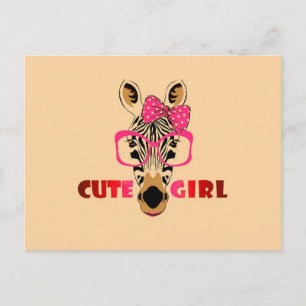 Cartão Postal Zebra Cuta Conhece Uma Garota Bonita; Cartoon & Sl