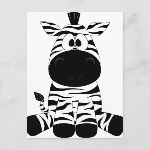 Cartão Postal Zebra Cute Animal Stripes Selva Safari Whimsical
