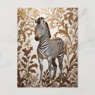 Cartão Postal Zebra Elegante inspirado em William Morris 