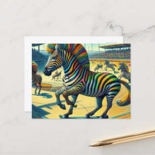 Cartão Postal Zebra Engraçada com Skateboard Extra