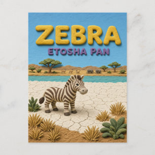 Cartão Postal Zebra Etosha Pan Moderno KlayKoo