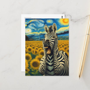 Cartão Postal Zebra Faux Van Gogh, que grita