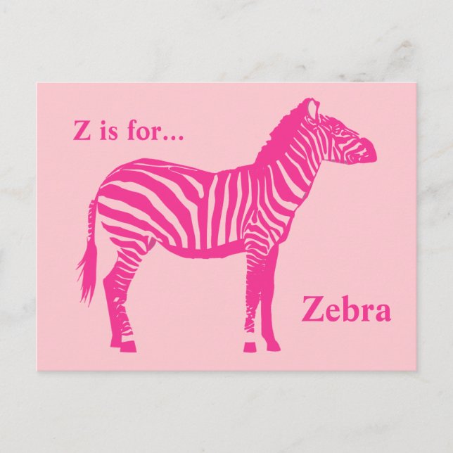 Cartão Postal Zebra - Fuchsia e rosas claro (Frente)