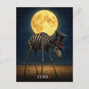 Cartão Postal Zebra Gótico Chapéu Alto gótico Surrealista