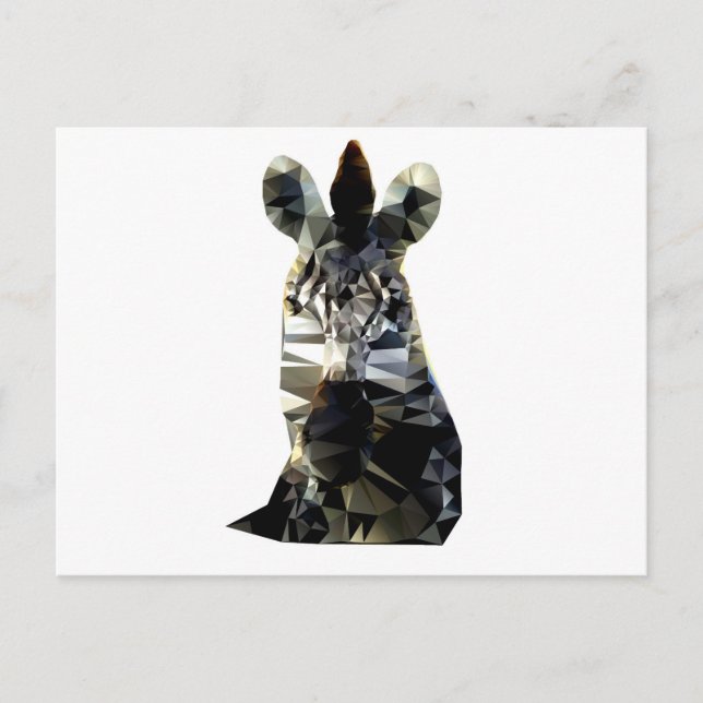 Cartão Postal Zebra Head African Animal Low Poly (Frente)