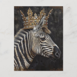 Cartão Postal Zebra numa Coroa Dourada