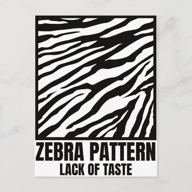 Cartão Postal Zebra Patterno Mau Sabor Vítima (Frente)