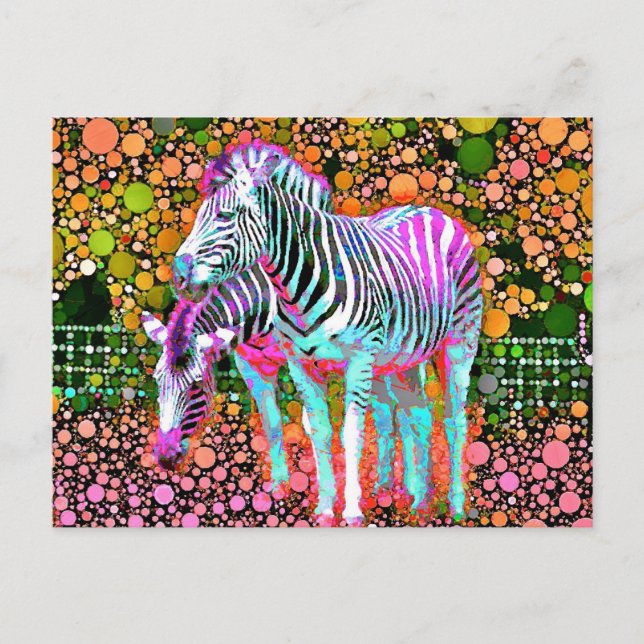 Cartão postal Zebra Pop Art (Frente)