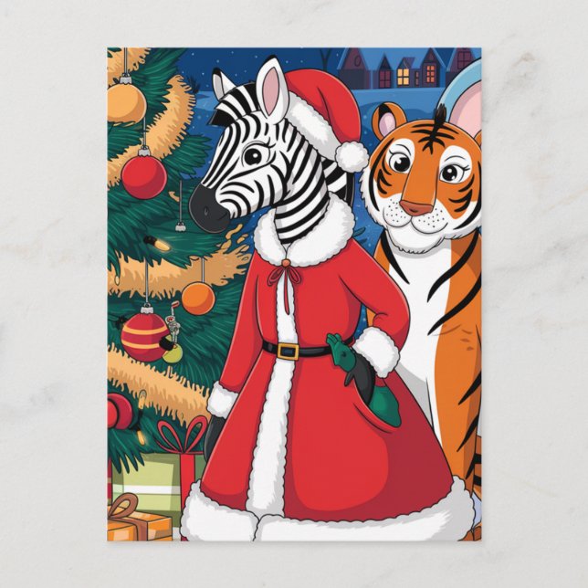 Cartão Postal Zebra Santa, Tigre (Frente)