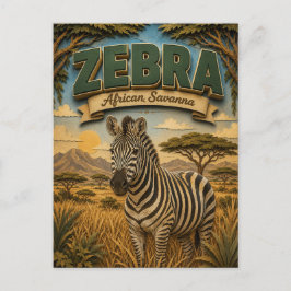 Cartão Postal Zebra Savana Africana POPCUT