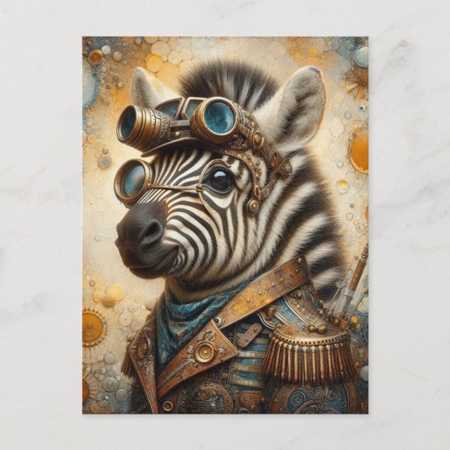 Cartão Postal Zebra Steampunk (Frente)
