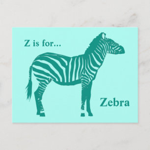Cartão Postal Zebra - Turquesa e Aqua