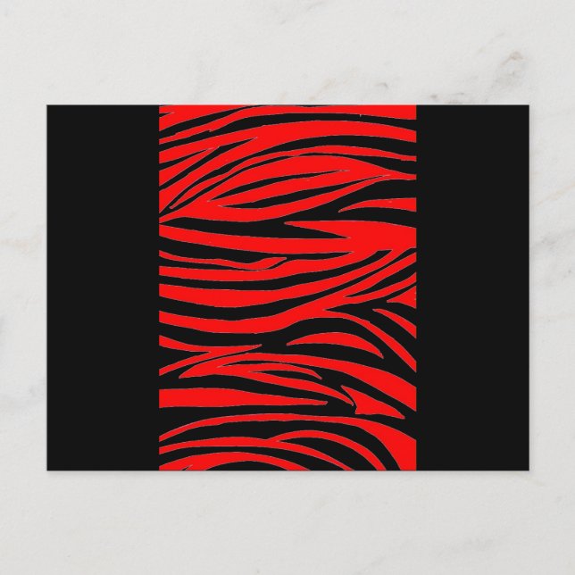 Cartão Postal Zebra vermelha em preto e vermelho (Frente)