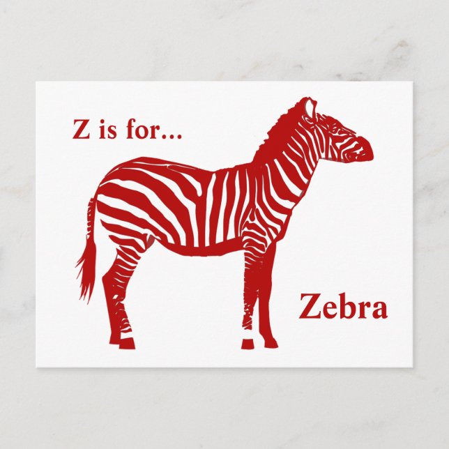 Cartão Postal Zebra - Vermelho profundo e branco (Frente)