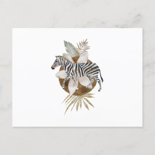 Cartão Postal Zebra-Watercolor Animal Tropical
