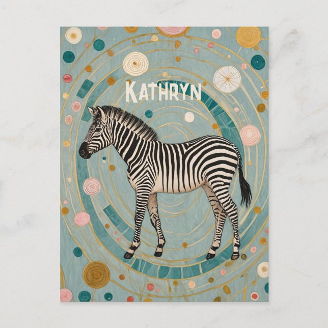 Cartão Postal Zebra Whimsical Personalizada (Frente)
