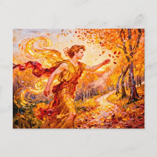 Cartão Postal Zéfiro Deus do Vento Ocidental da Mitologia Grega (Frente)