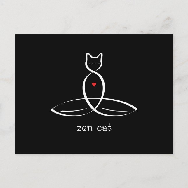Cartão Postal Zen Cat - texto do estilo do Rico. (Frente)
