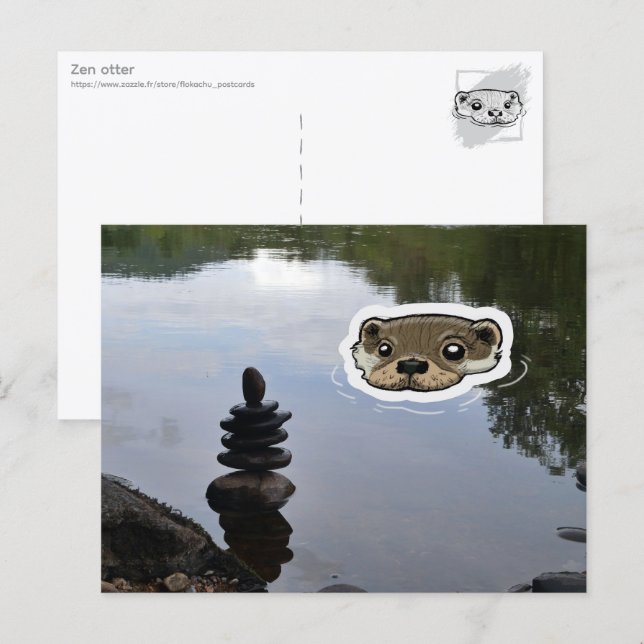 Cartão Postal Zen Otter (color) (Frente/Verso)