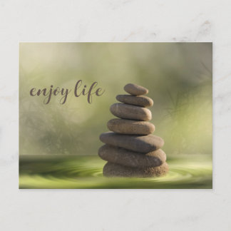 Cartão Postal Zen stones tower in water tranquility and calm