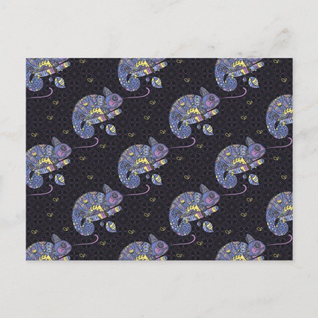 Cartão Postal Zentangle Lizard (Frente)