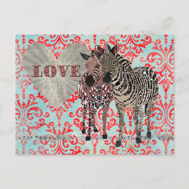 Cartão postal Zenya e Zeb Love Damask (Frente)
