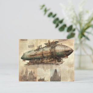 Cartão Postal Zeppelin Steampunk Antigo (5)