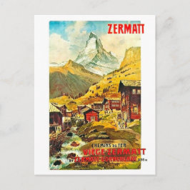 Cartão Postal Zermat, pico de montanha, Suíça, vintage de verão