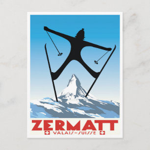 Cartão Postal Zermatt,Valais,Suíça,Esqui