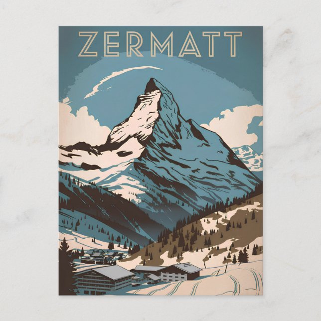 Cartão Postal Zermatt Vintage (Frente)