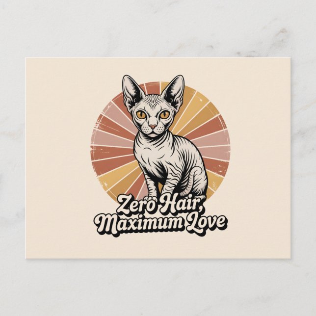 Cartão Postal Zero Cabelo Amor Máximo Sphynx Retro (Frente)