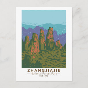 Cartão Postal Zhangjiajie Floresta Nacional na China, Retro Viag