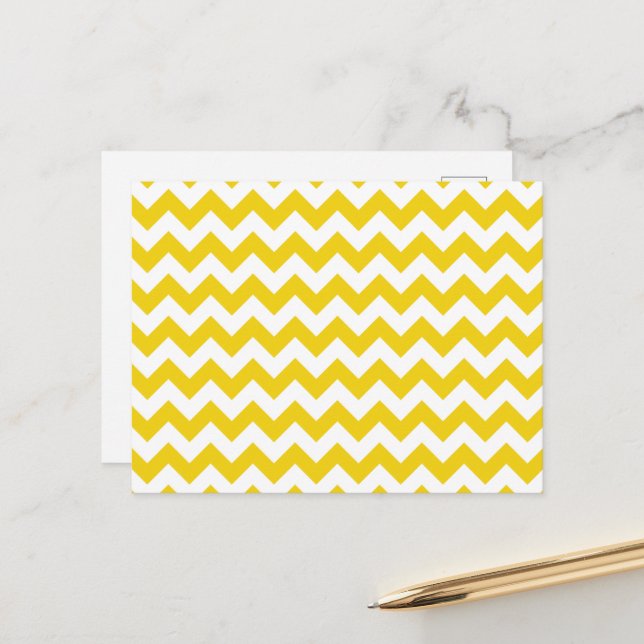 Cartão Postal Zigzag Amarelo, Chevron Amarelo, Padrão Geométrico (Frente/Verso In Situ)