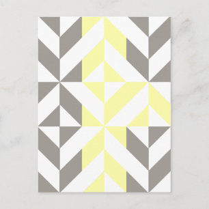 Cartão Postal ZigZag Geométrico Amarelo e Silver