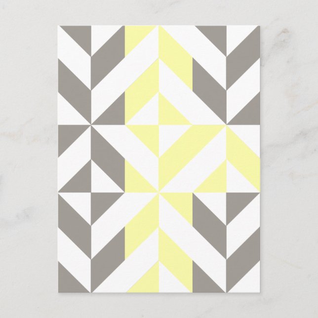Cartão Postal ZigZag Geométrico Amarelo e Silver (Frente)