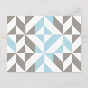 Cartão Postal ZigZag Geométrico de Azul e Prata