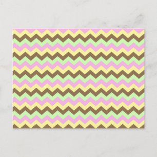 Cartão Postal Zigzag padrão (rosa, verde, amarelo e marrom)