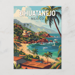 Cartão Postal Zihuatanejo México Viagem Arte Vintage