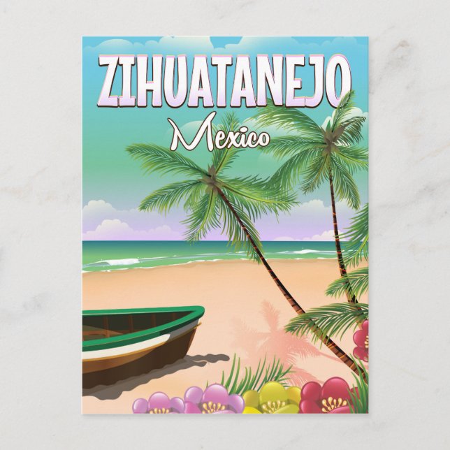 Cartão Postal Zihuatanejo poster de férias na praia mexicana (Frente)