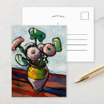 Cartão Postal Zinnias | Henry Lyman Sačien<br><div class="desc">Zinnias (1909-1912) do artista americano Henry Lyman Sačien. Sačien era um engenheiro elétrico que também se distinguia como um artista abstrato. Em 1906, ele se encantou com a arte moderna. Muitas de suas pinturas são fortemente influenciadas pelas cores brilhantes, formas de abstrato e pinceladas rápidas de outros artistas modernos famosos...</div>