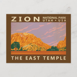 Cartão Postal Zion National Park Utah East Temple Vintage