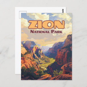 Cartão Postal Zion National Park Utah Moab Canyon Retro