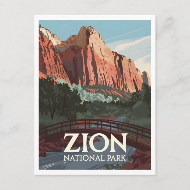 Cartão Postal Zion National Park Vintage (Frente)