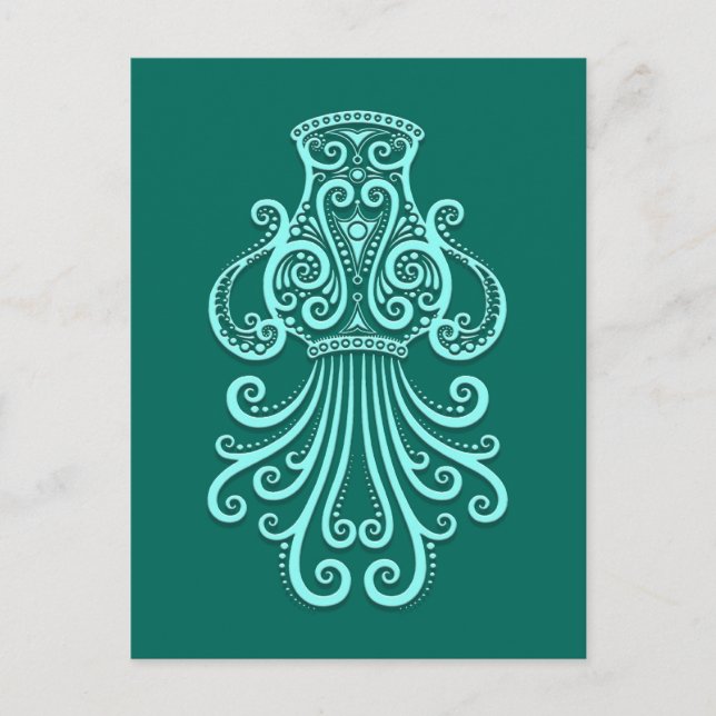 Cartão Postal Zodiac Intriciado Azul-Teal (Frente)