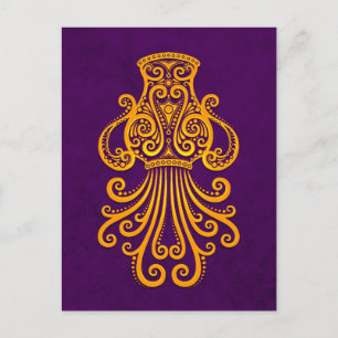 Cartão Postal Zodiac Intriciado em Amarelo em Roxo