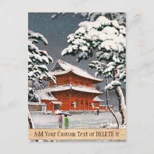 Cartão Postal Zojoji Temple na cena de inverno de Snow Tsuchiya