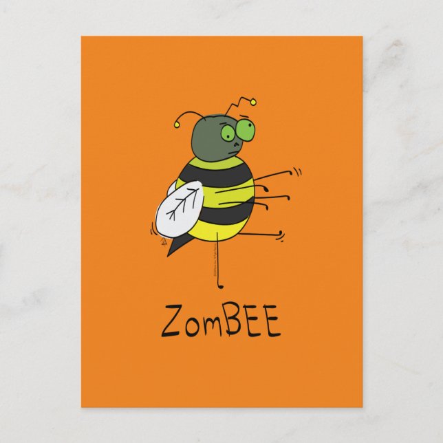 Cartão postal ZomBEE Zombie Bee Engraçado (Frente)