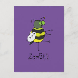 Cartão postal ZomBEE Zombie Bee Engraçado