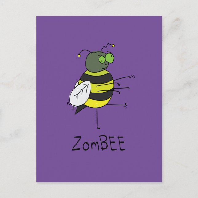 Cartão postal ZomBEE Zombie Bee Engraçado (Frente)
